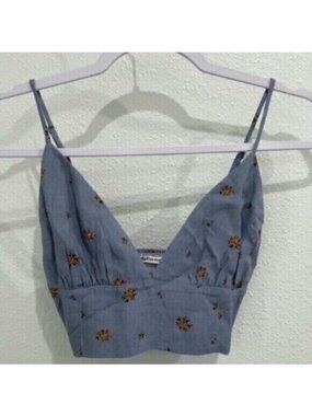 Reformation Floral Strap Top 90's Coquette Dainty Feminine Blue